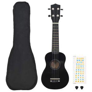 vidaXL soprāna bērnu ukulele ar somu, melna, 21