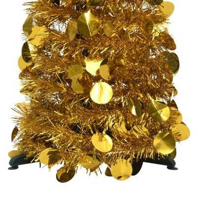 vidaXL mākslīgā Ziemassvētku egle, saliekama, 120 cm, zeltaina, PET