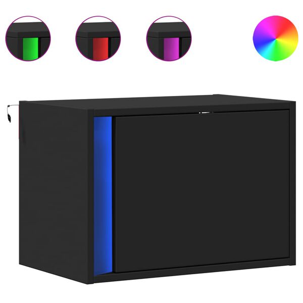 vidaXL sienas naktsskapīši ar LED apgaismojumu, 2 gab., melni