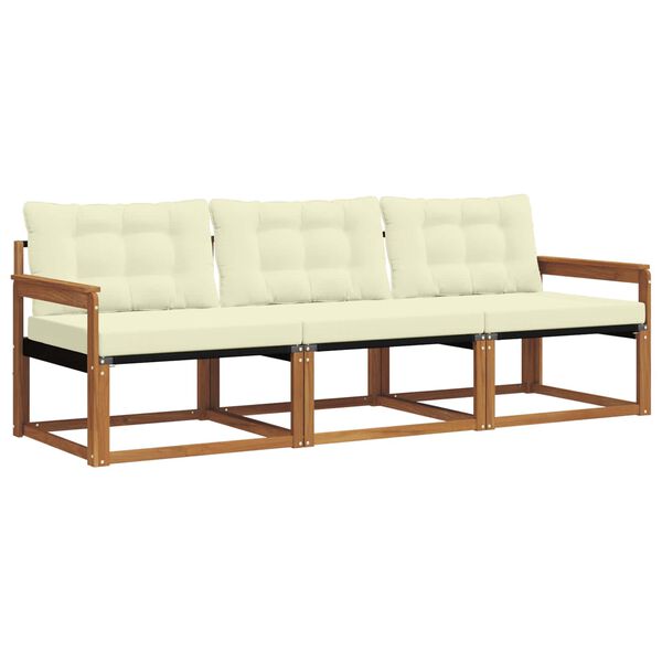 vidaXL Āra dīvānu komplekts ar spilvenu 3 pcs Dabisks un krējuma