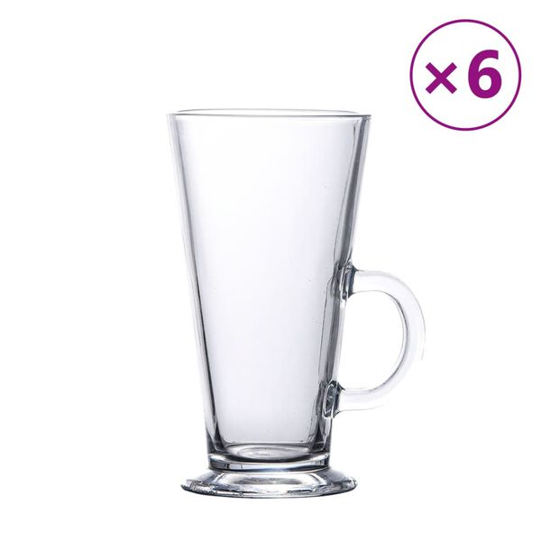 vidaXL latte glāzes ar rokturi, 6 gab., 250 ml