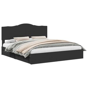 vidaXL Glabā&scaron;anas gulta Melna 200 x 200 cm Inženierijas koks