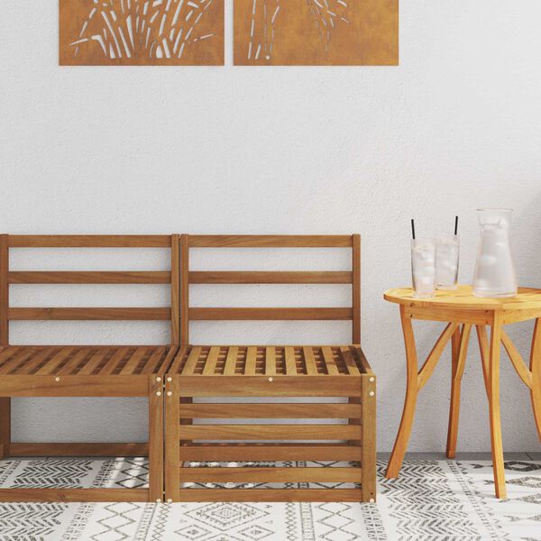 vidaXL Āra vidējā dīvāns Cietā akācijas koks Dabiska 59 x 63 x 73 cm