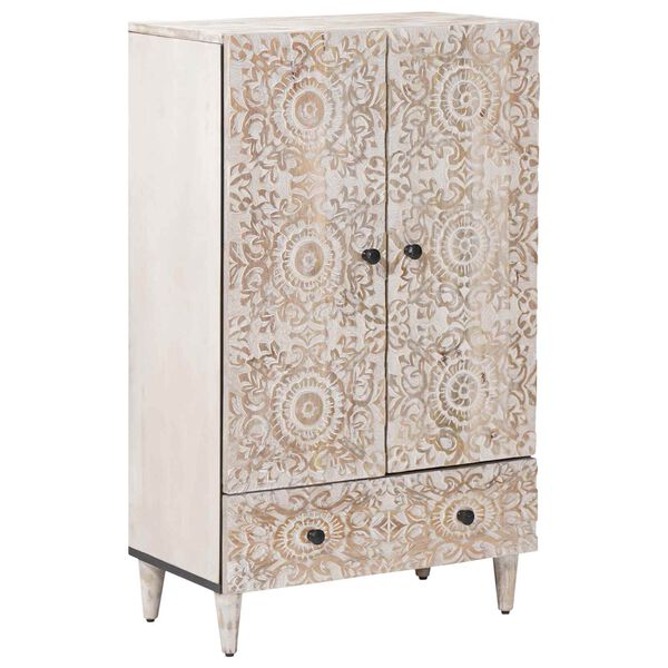 vidaXL Augsts galds Balts 60 x 33,5 x 100 cm Cieta mango koksne