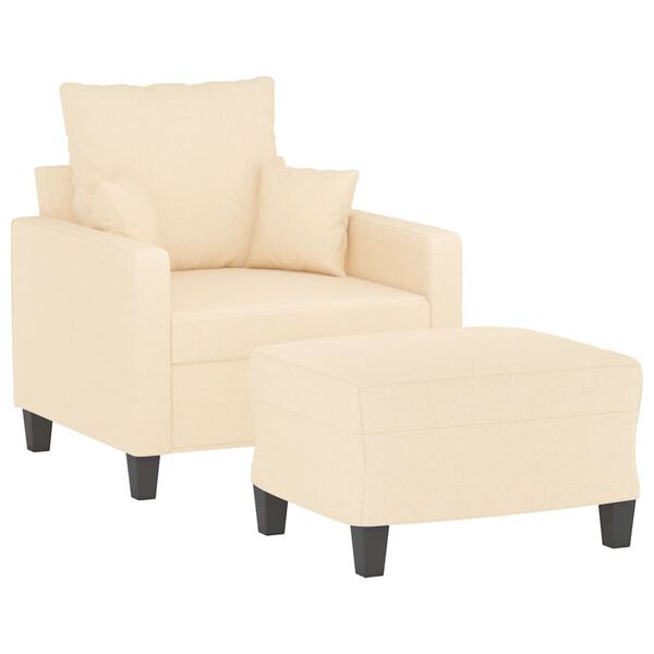 vidaXL atpūtas krēsls ar kājsoliņu, 60 cm, krēmkrāsas audums