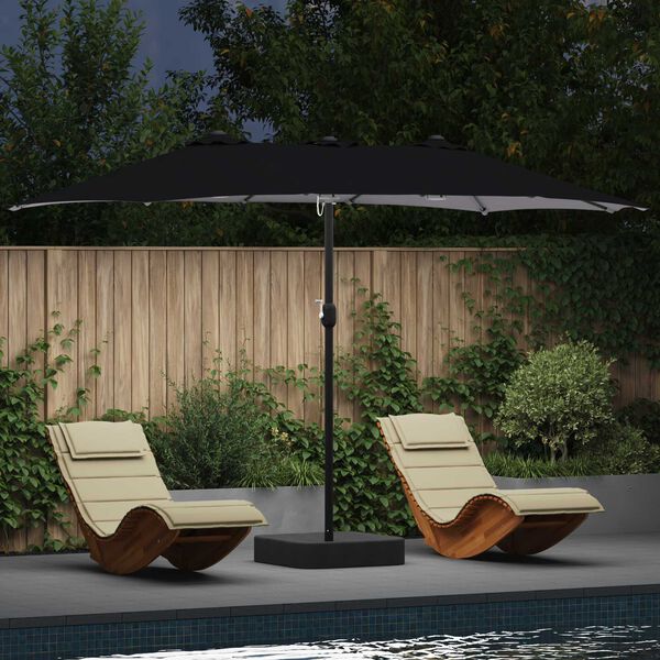 vidaXL Dārza parasols Melna 385 x 209 x 244 cm Poliesters