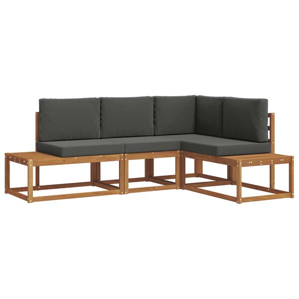 vidaXL Āra dīvānu komplekts ar spilvenu 4 Gabals Dabisks un antracīts