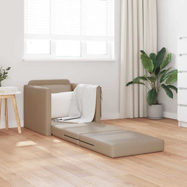 vidaXL grīdas dīvāngulta, kapučīno krāsā, 112x174x55 cm, mākslīgā āda