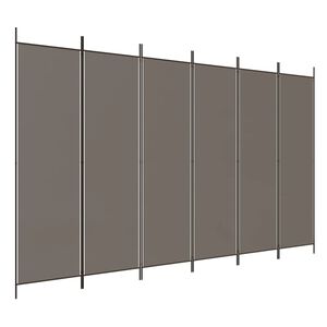 vidaXL 6-paneļu istabas aizslietnis, 300x200 cm, antracītpelēks audums