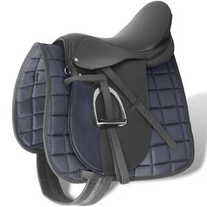 Zirgu Seglu / Sedlu Komplekts 40.64 cm Īstā Āda Melni 14cm 5 Piederumi