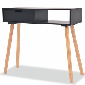 vidaXL konsoles galdiņ&scaron;, priedes masīvkoks, 80x30x72 cm, melns