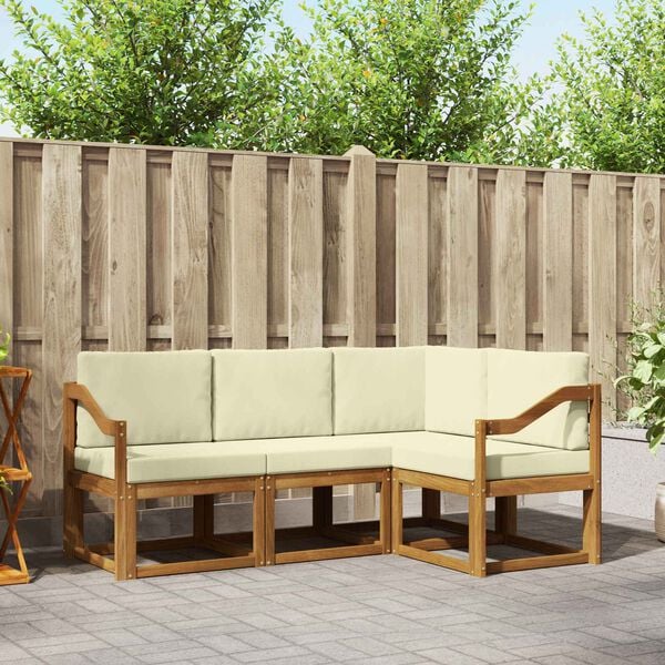 vidaXL Āra dīvānu komplekts ar spilvenu 4 pcs Dabisks un krējuma