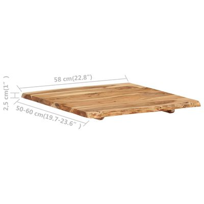 vidaXL galda virsma, akācijas masīvkoks, 58x(50-60)x2,5 cm