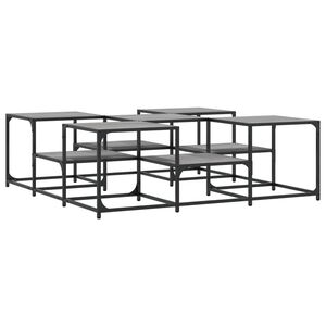 vidaXL kafijas galdiņ&scaron;, pelēka ozola, 121x121x40 cm, inženierijas koks