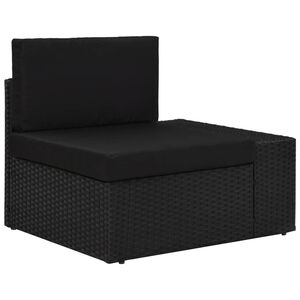 vidaXL moduļu stūra dīvāns ar kreiso roku balstu, PE rotangpalma,melns