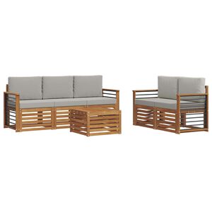 vidaXL Dīvāna komplekti ar spilvenu 6 pcs Dabīgs un gai&scaron;i pelēks