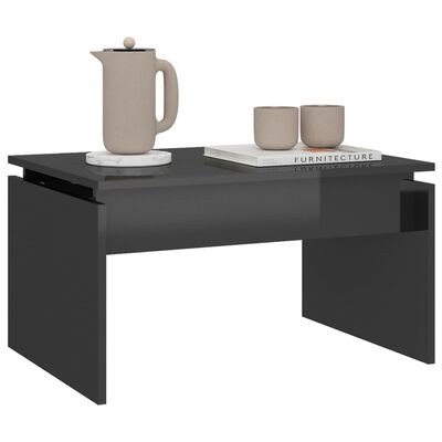vidaXL kafijas galdiņš, spīdīgi pelēks, 68x50x38 cm, skaidu plāksne