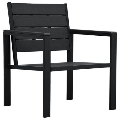 vidaXL dārza krēsli, 2 gab., koka imitācija, melns HDPE