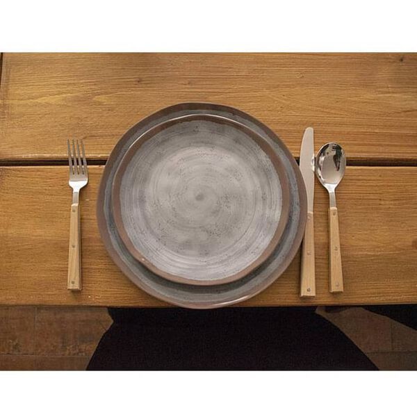 Bo-Camp 12-daļīgs trauku komplekts Halo, melamīns, pelēks, sarkanbrūns