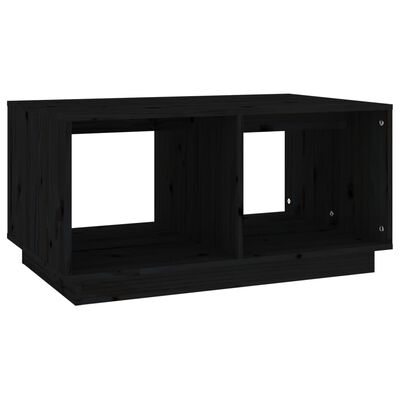vidaXL kafijas galdiņš, melns, 80x50x40 cm, priedes masīvkoks
