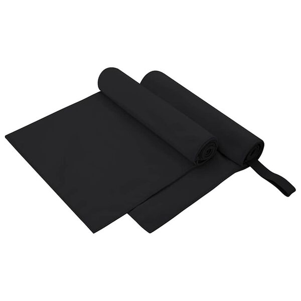 vidaXL Sporta dvieļi 2 pcs Melna 100 x 50 cm Poliesters un poliamīds