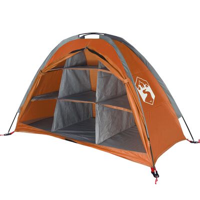 vidaXL mantu telts 9 plauktiem, pelēka, oranža, ūdensizturīga