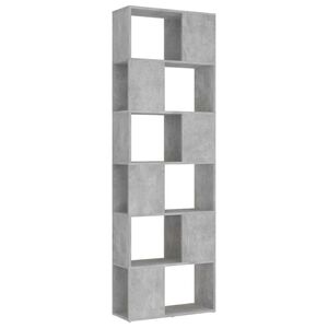 vidaXL grāmatu plaukts, 60x24x186 cm, betona pelēks, inženierijas koks