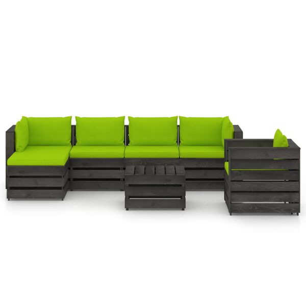 vidaXL 7-daļīgs dārza atpūtas mēbeļu komplekts ar matračiem, koks