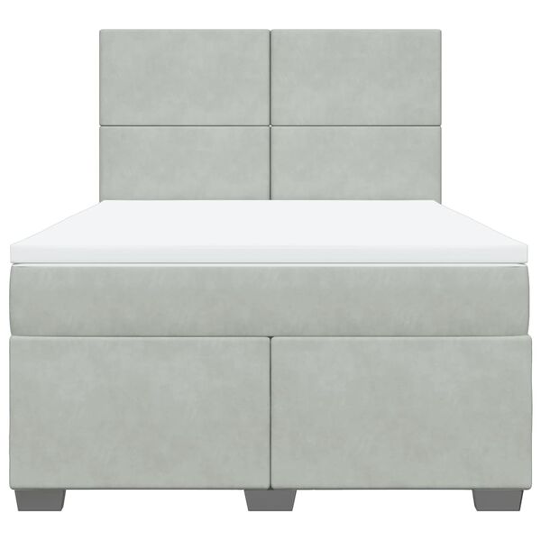 vidaXL atsperu gulta ar matraci, gai&scaron;i pelēka samts, 140x200 cm