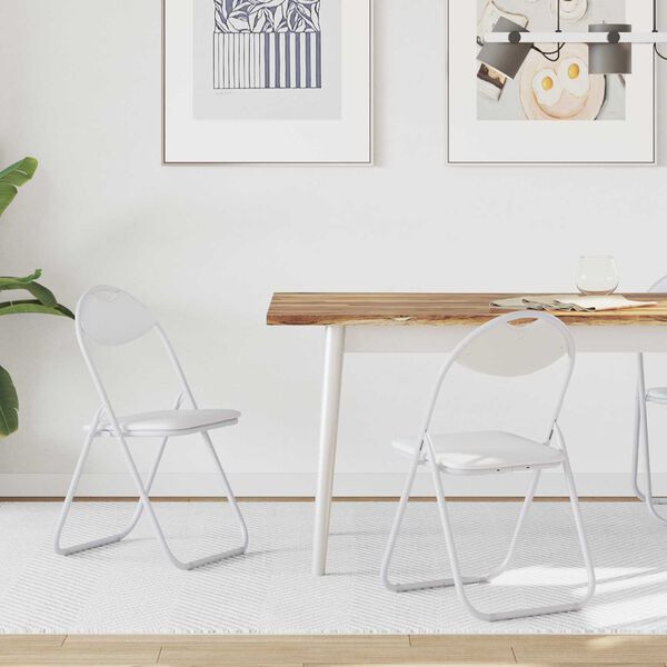 vidaXL Saliekamā krēsls 2 pcs Balts 48 x 43,5 x 81 cm Mākslīgā āda