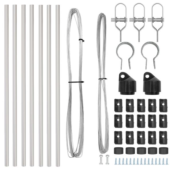 vidaXL Žoga stabi 7 pcs Sudraba Ø32mm 80 cm Cinkots tērauds