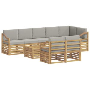 vidaXL Āra dīvānu komplekts 9 pcs Balta un gai&scaron;i pelēka