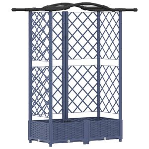 vidaXL Pacelta gulta ar treliem un jumtu Pelēka 124 x 40 x 123 cm PP