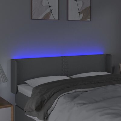 vidaXL gultas galvgalis ar LED, 147x16x78/88 cm, gaiši pelēks audums