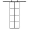 vidaXL bīdāmās durvis ar stiprinājumiem, melns, stikls, 76x205 cm