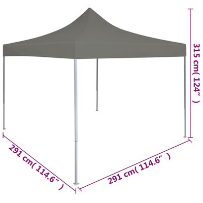 vidaXL saliekama svinību telts, 3x3 m, antracītpelēka