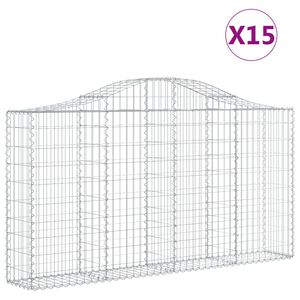vidaXL arkveida gabiona grozi, 15gb., 200x30x100/120cm, cinkota dzelzs
