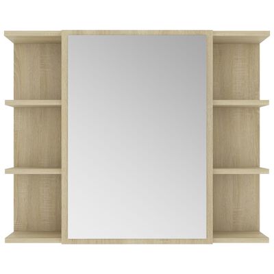 vidaXL vannasistabas spoguļskapītis, ozolkoka krāsa, 80x20,5x64 cm