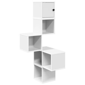 vidaXL Sienas stūra plaukts Balts 48 x 48 x 120 cm Inženierijas koks