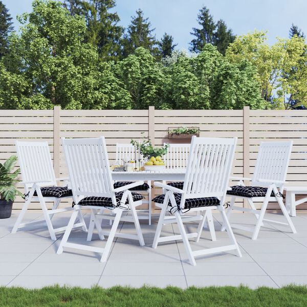 vidaXL krēslu matrači, 6 gab., 40x40x7 cm, audums, melni četrstūri