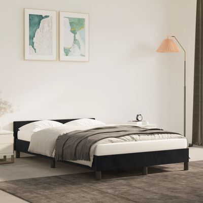 vidaXL gultas rāmis ar galvgali, melns samts, 120x190 cm