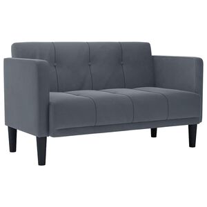 vidaXL divvietīgs dīvāns, tum&scaron;i pelēks, 111 cm, samts