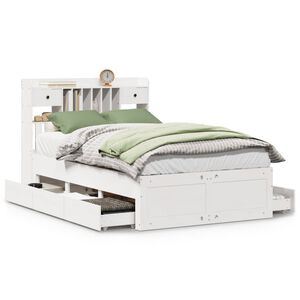 vidaXL gulta ar grāmatu plauktu, bez matrača, 135x190 cm, priedes koks