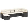 vidaXL 7-daļīgs dārza dīvāna komplekts ar matračiem, melna PE
