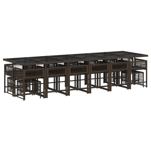 vidaXL 17-daļīgs dārza mēbeļu komplekts, matrači, brūna PE rotangpalma