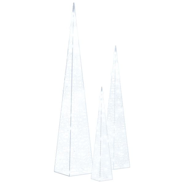 vidaXL dekoratīvi LED lampiņu rotājumi, akrils, 30/45/60 cm, balti