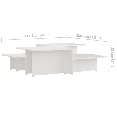 vidaXL kafijas galdiņi, 2 gb., balti, 111,5x50x33cm, inženierijas koks