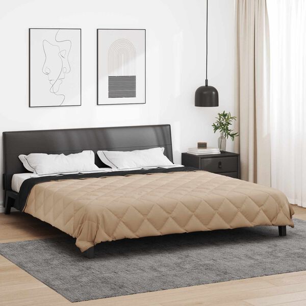 vidaXL Vasaras segas Melns un taupe 220 x 260 cm Mikro&scaron;ķiedra