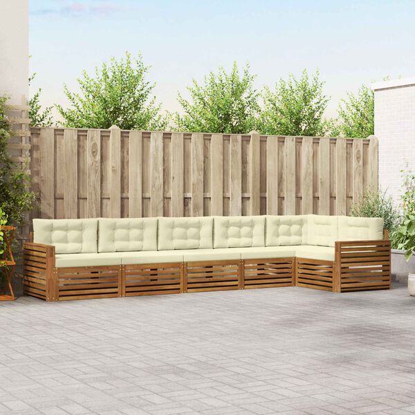 vidaXL Āra dīvānu komplekts ar spilvenu 6 pcs Dabisks un krējuma