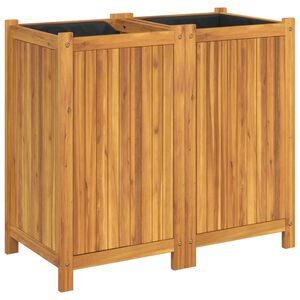 vidaXL puķu kaste ar ieliktni, 84x42x75 cm, akācijas masīvkoks